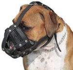 Boxer Lether Padded Dog Muzzle-Boxer Basket Leather Muzzle
