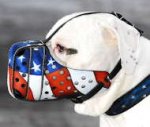 American Dog Muzzle with American Pride-Hand painted Leather Dog Muzzle