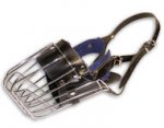 'No Mash' Wire Basket Dog Muzzle Leather Padded