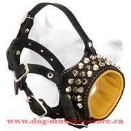 Royal Leather Dog Muzzle With Cones And Studs