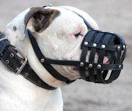 Leather Basket Dog Muzzle for American Bulldog