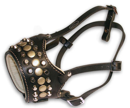Padded muzzle- Royal Pyramids studded Leather Dog Muzzle