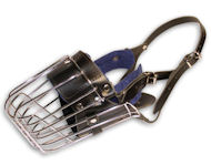 'No Mash' Wire Basket Dog Muzzle Leather Padded